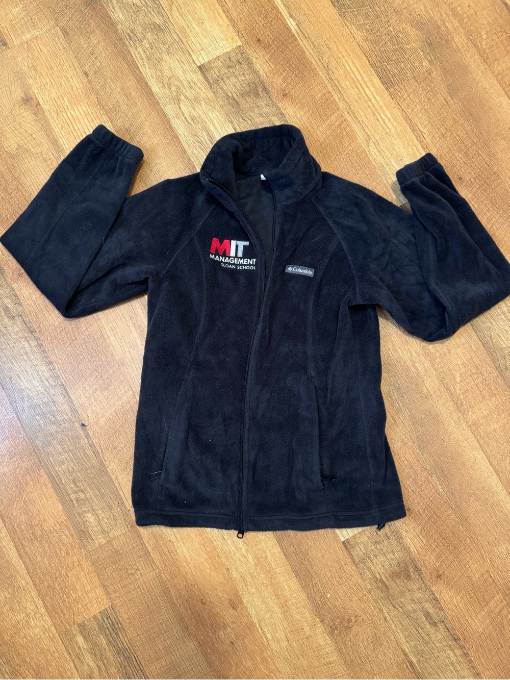 Columbia Black Fleece Jacket with MIT Sloan Management Embroidery